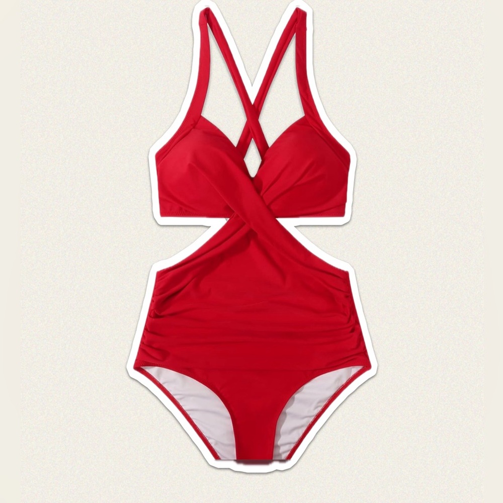 NEW• Atelier Jai Cherry Red Tummy Control Swimsuit• XL - Picture 2 of 16